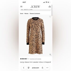 J.Crew Mini Leopard-Print Sweater Dress in Tan and Black
